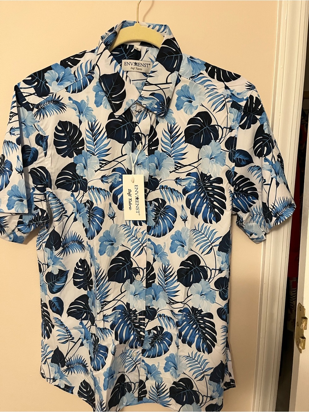 Blue Tropical Short-Sleeve Button-Down Shirt